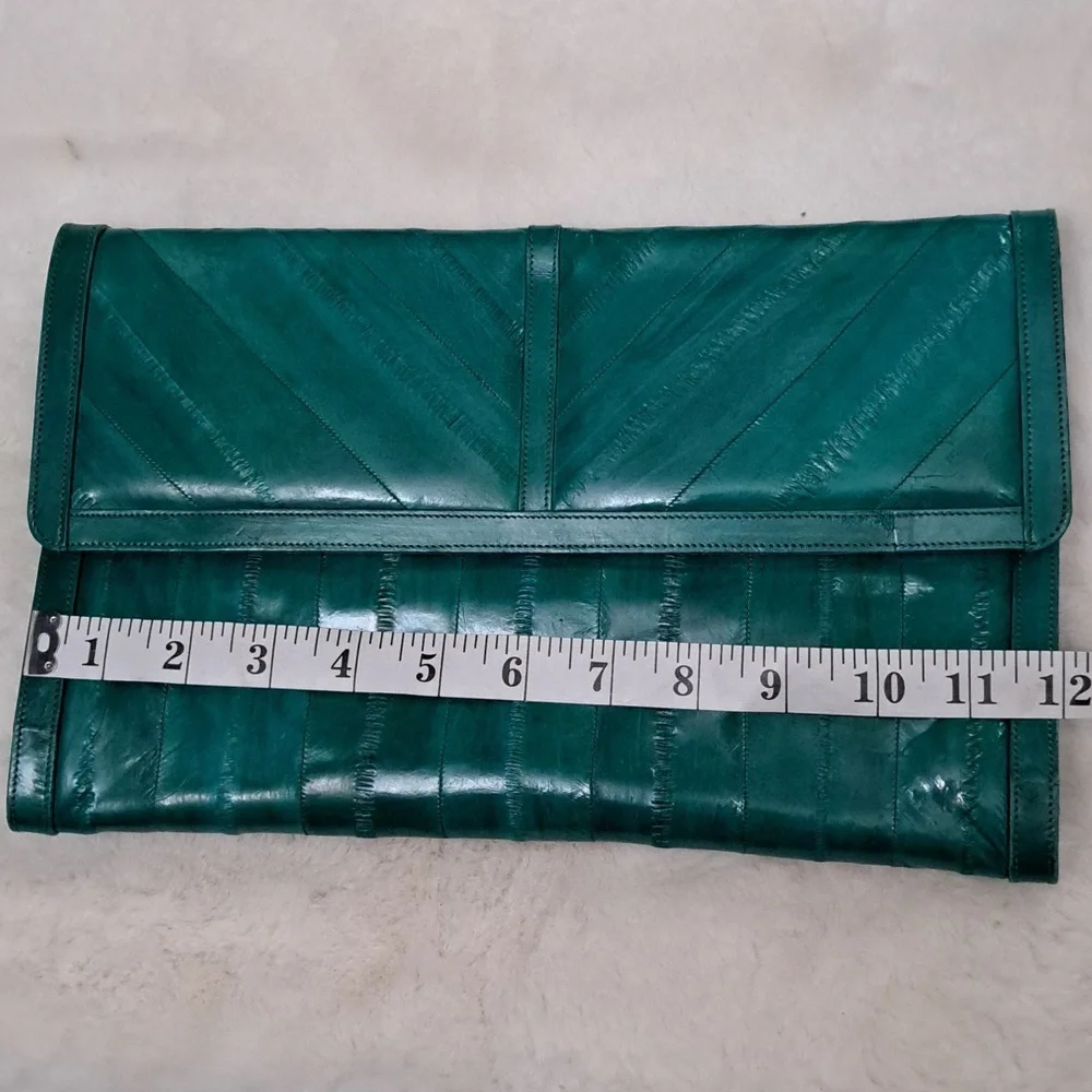 Vintage Teal Eel Leather Clutch Bag - Picture 6 of 7